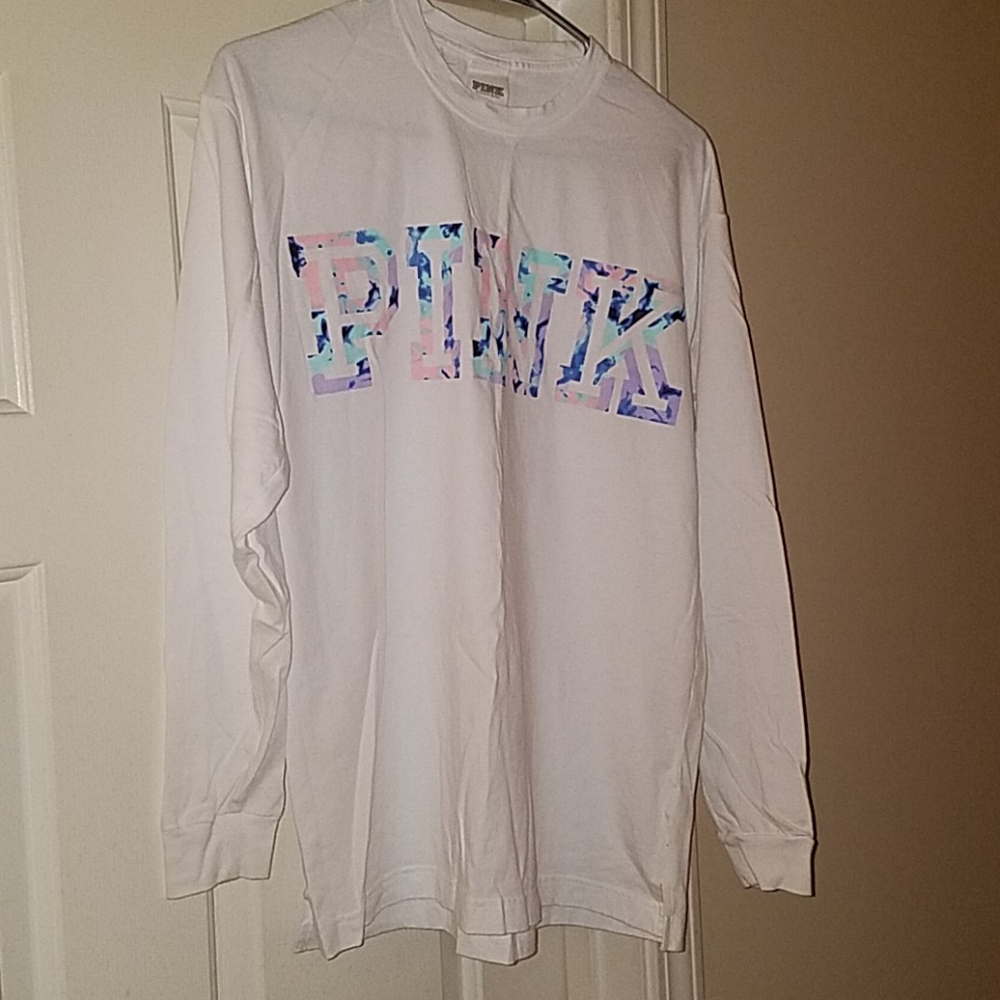 Pink white long sleeve shirt